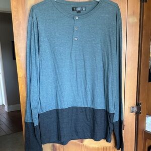 Stylish Gray and Black Long Sleeve Henley for Men